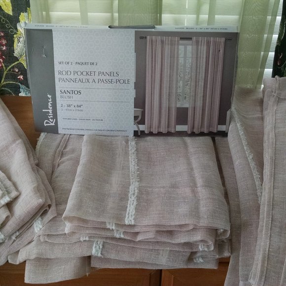 4 Panels 38" 84" Textured Linen Blush Curtains